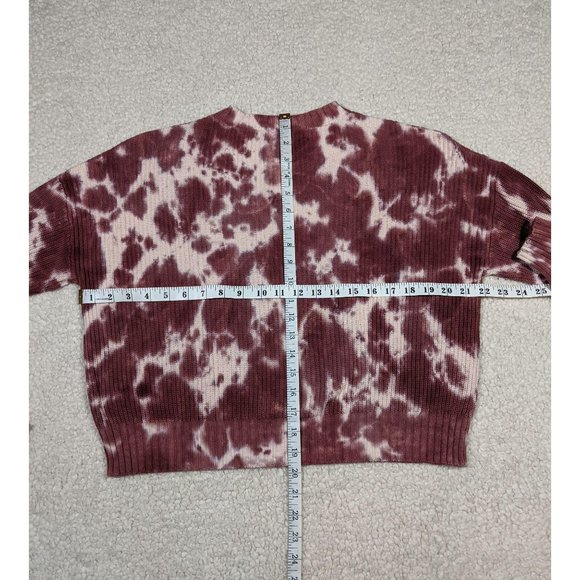 Justify juniors women's crew neck relaxed fit bleach tie dye crop knit sweater - Picture 10 of 12